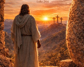 Bible Verse Wall Art, He Is Risen Print, Luke 24:6, 8x10 Digital Download