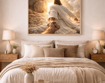 Jesus Leads Me Wall Art, Christian Faith Print, Resurrection Scripture Decor (8x10 Digital Download)