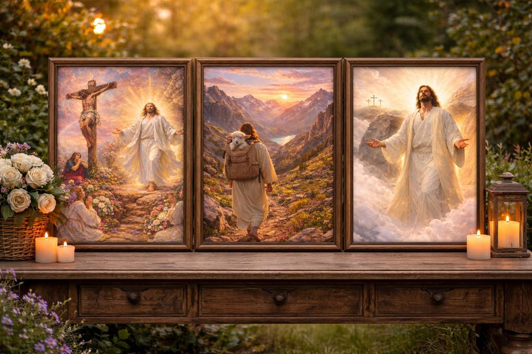Jesus Wall Art Set, Christian Resurrection Prints, Faith Decor (8x10 ...