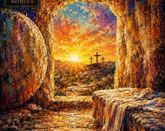 Empty Tomb Christian Art | Resurrection Sunrise Painting (Digital Download)