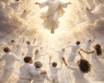 Rapture of Jesus Print, Christian Ascension Wall Art, Bible Faith Decor (8x10 Digital Download)