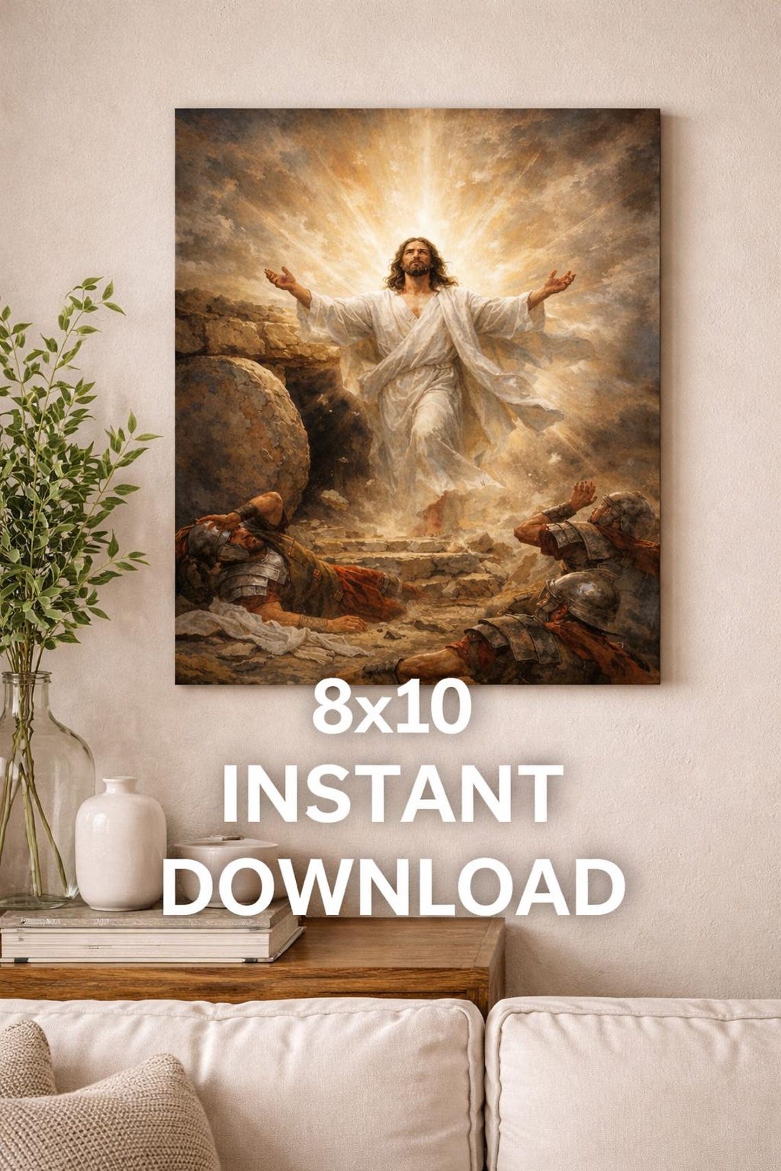 Jesus Resurrection Wall Art Print, Christian Nursery Decor, Bible Art ...