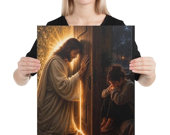 Jesus Knocking at the Door Canvas | Revelation 3:20 Wall Art