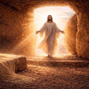 Jesus Resurrection Empty Tomb Wall Art, Christian Easter Decor (8x10 Digital Download)