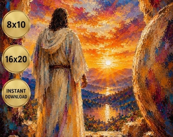 Jesus Painting Style Printable, Christian Wall Art, Faith Decor, Bible Artwork Download