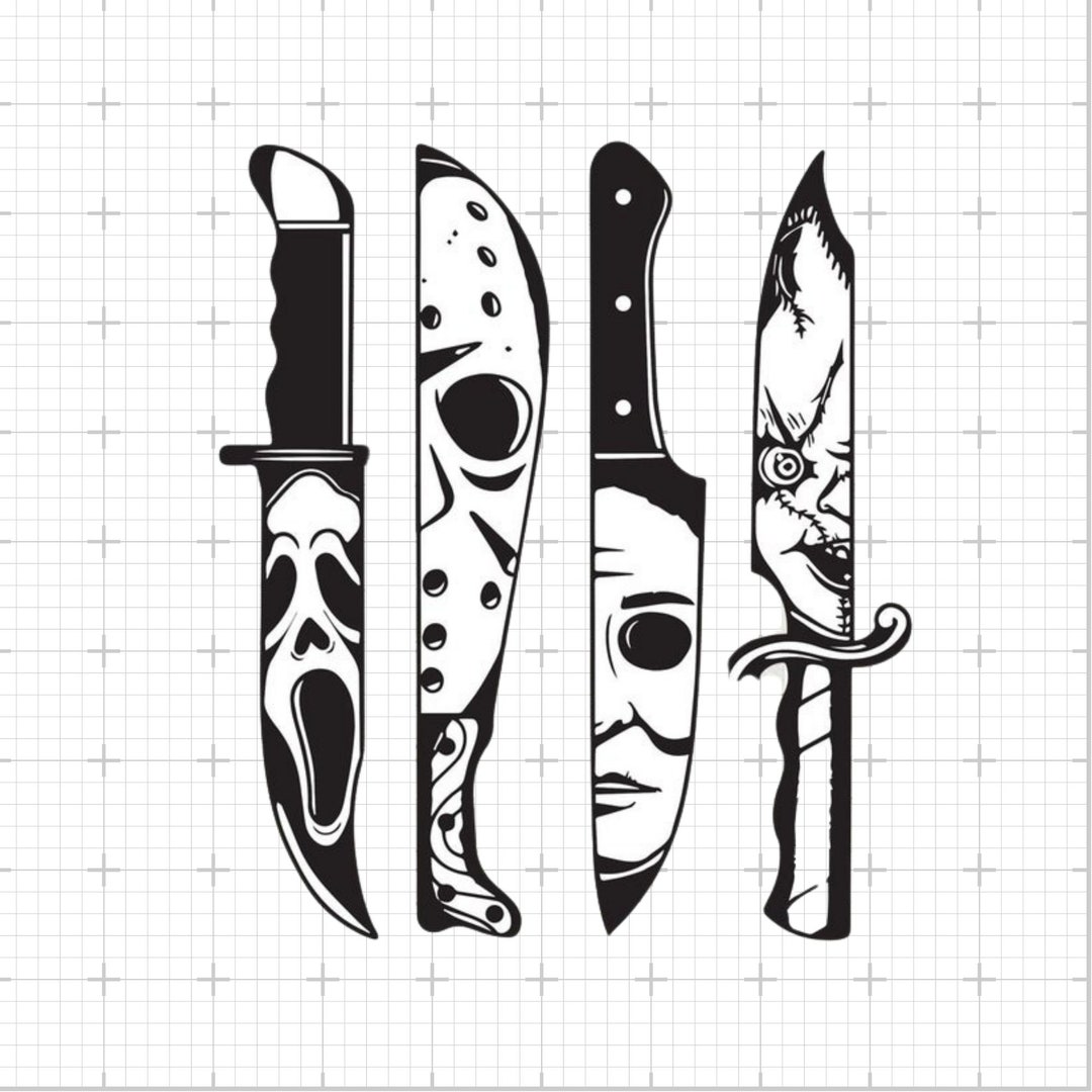 Horror Movie Characters in Knives Svg, Michael Myers Svg, Jason