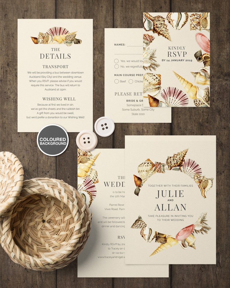 Printable Beach Wedding Invitation Template Coastal - Etsy