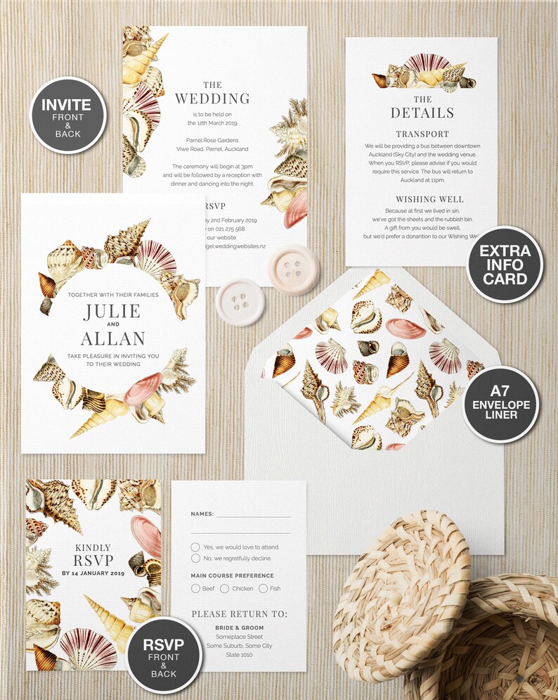 Printable Beach Wedding Invitation Template Coastal - Etsy