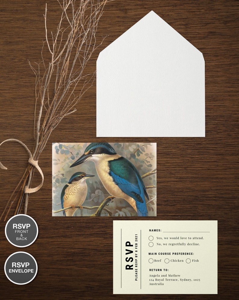 New Zealand Birds Wedding Invitation Templates Downloadable Etsy