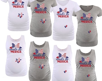 Made in Merica! July 4th Maternity Shirt (Tank Top or Short Sleeve)