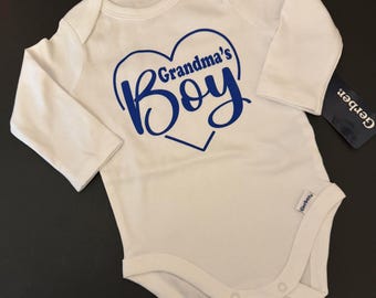 White Long Sleeve Infant Bodysuit GRANDMA'S BOY size 0-3 months