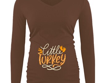 Little Turkey Thanksgiving Maternity Shirt (Long Sleeve Only)
