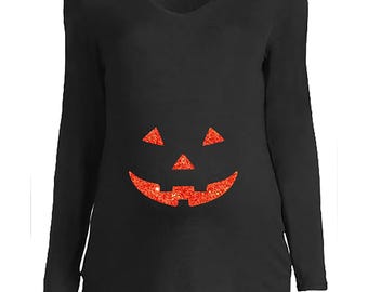 Glitter Pumpkin Maternity Shirt SIZE MEDIUM