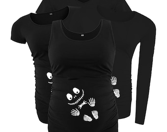 Baby Jack Skellington Inspired Black Maternity Shirt