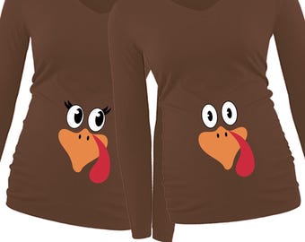 Thanksgiving Turkey Belly Maternity Shirt (Long Sleeve Only)
