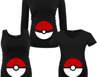 Pokeball Belly Black Maternity Shirt (Three Design Options! Short Sleeve or Tank Top)