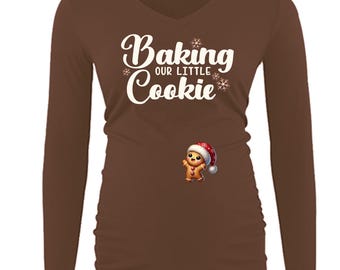 Gingerbread Themed Holiday Maternity Shirt (Long Sleeve Only)