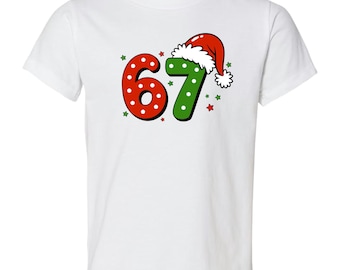 Camiseta juvenil blanca XS "6-7" con lunares y estrellas navideñas (manga corta)