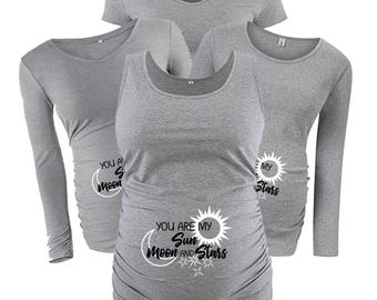 My Sun Moon and Stars Gray Maternity Shirt