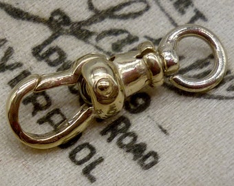 Small Gold Albert Swivel Dog Clip Clasp, Tiny 9ct Antique Style Charm Holder