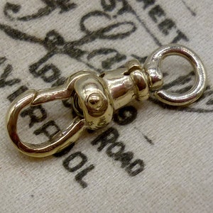 Small Gold Albert Swivel Dog Clip Clasp, Tiny 9ct Antique Style Charm Holder