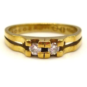 ヴィンテージ 18k ダイヤモンド リング、Toi et Moi 2 ストーン スプリット シャンク バンド サイズ 6.75