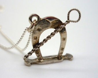Vintage Silver Horseshoe Charm Necklace