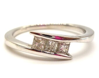 White Gold Band with Square Diamonds