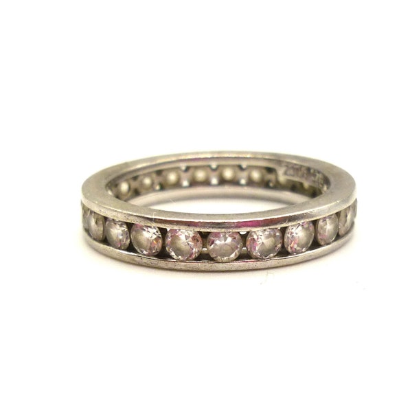 Silver and CZ Stacking Band Size 7.25