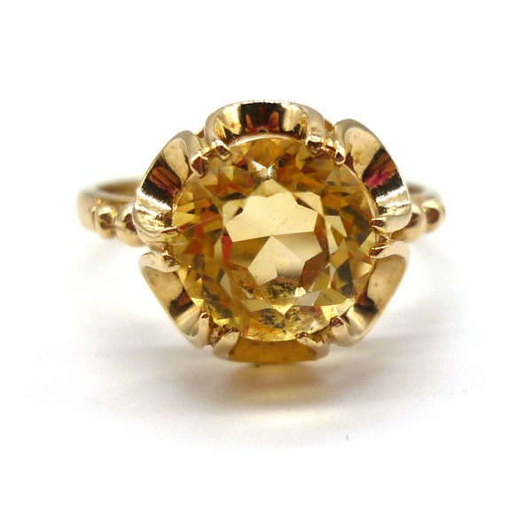 Vintage Gold Citrines Ring Etsy
