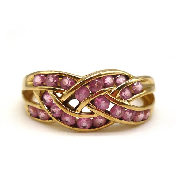 Woven Gold Ring Set With Pink Sapphires