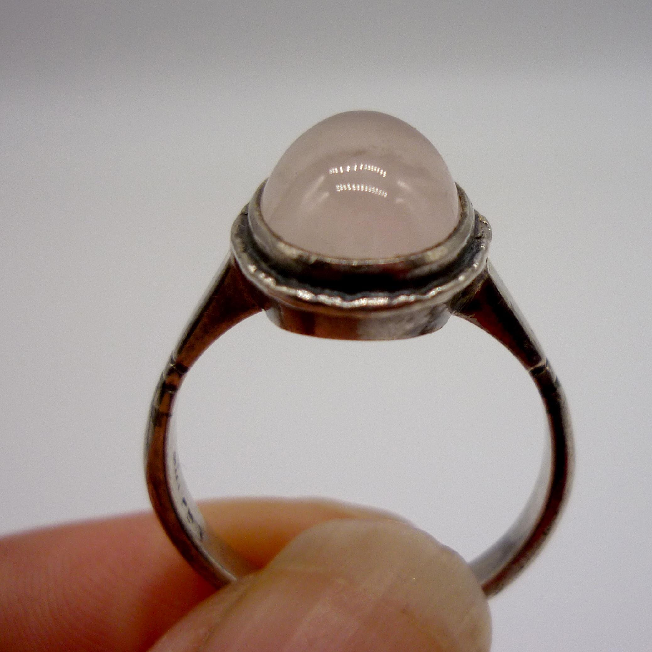 ヴィンテージ ローズクォーツ スターリングシルバー リング サイズ8