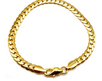 Gold Plated  Flat Link Chain Bracelet