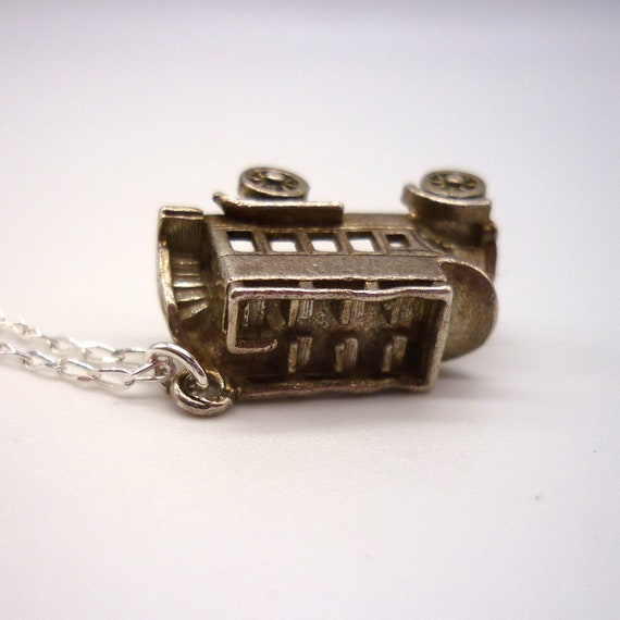Silver Open Top Bus Charm Necklace - image 5