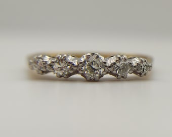 Antique 18ct Gold Diamond Ring: Five Stone Platinum Setting, Size 7