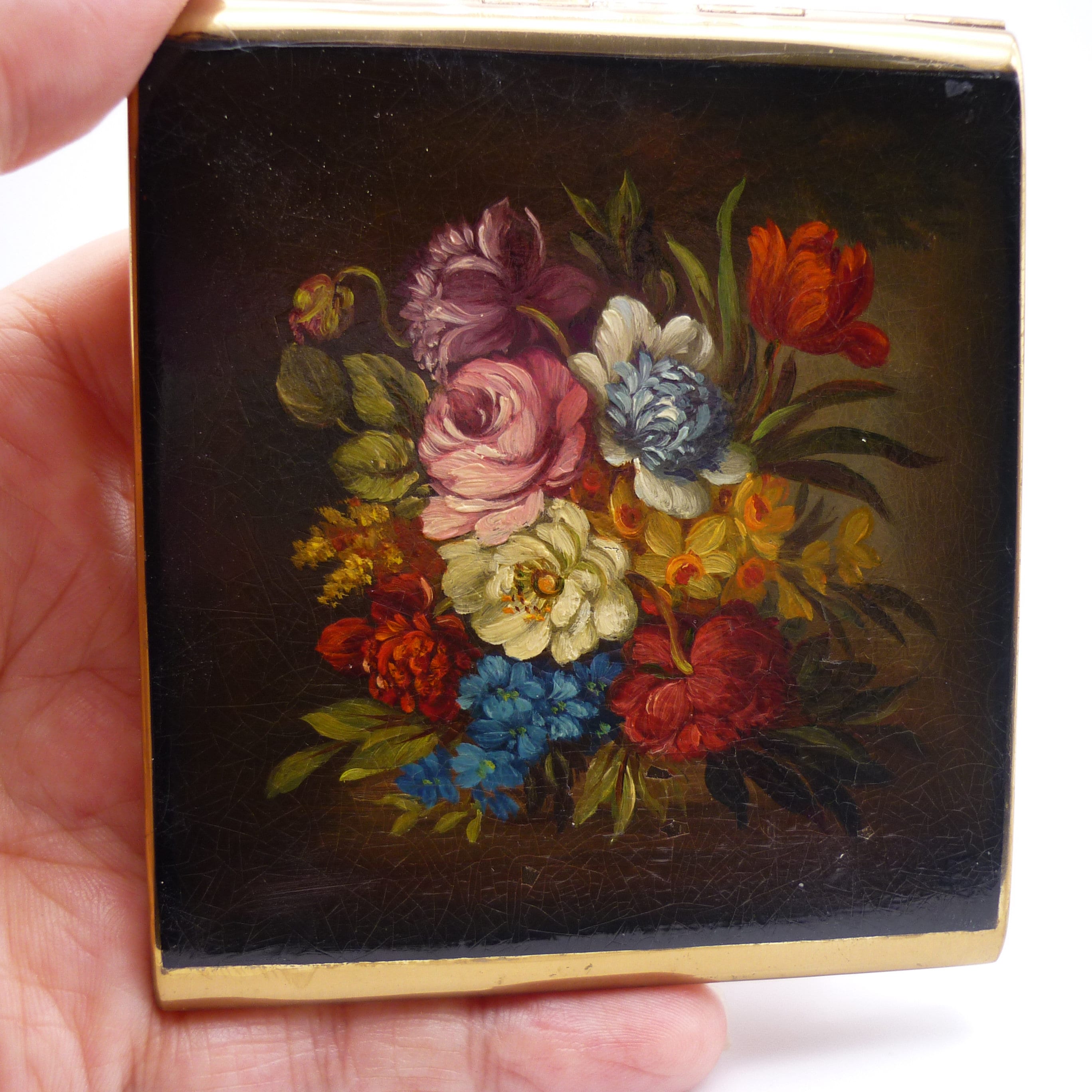 Vintage Stratton Compact With Hand Painted Floral Design - Etsy
