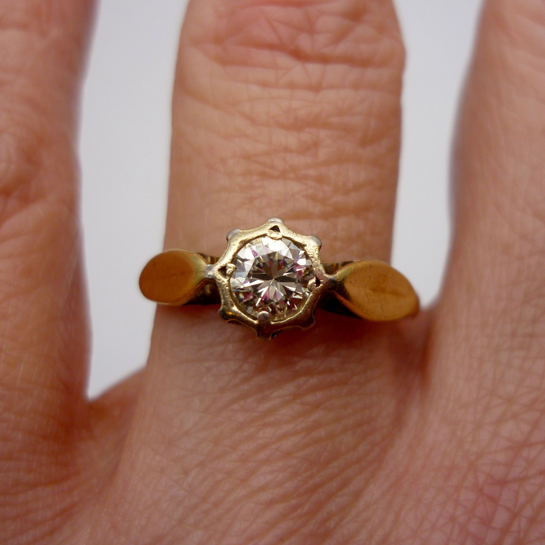 Vintage 18k Solitaire Ring With High Set Diamond Size 5.5 - Etsy