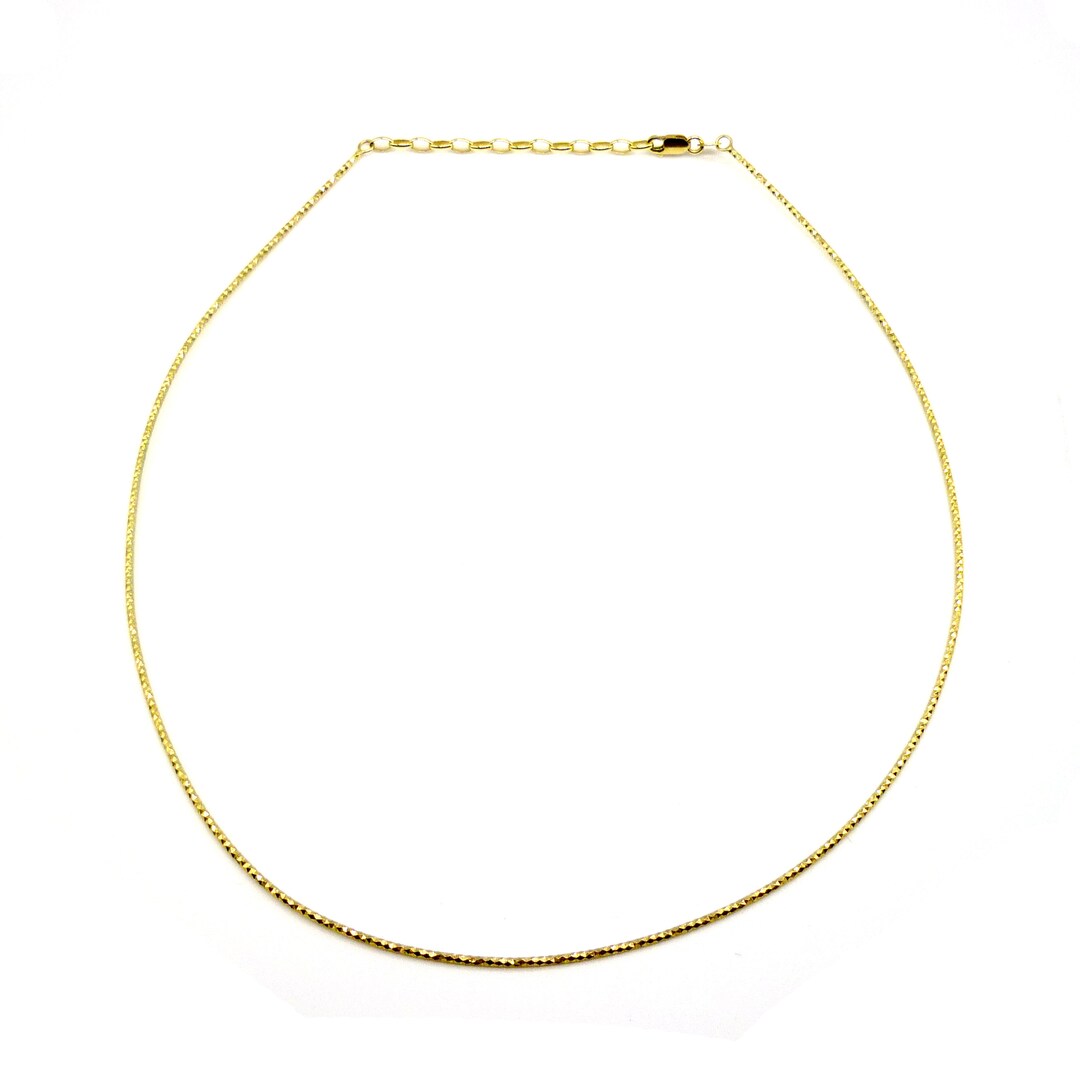 Vintage Italian Solid Gold Wire Choker, Sparkling Textured Gold Necklace