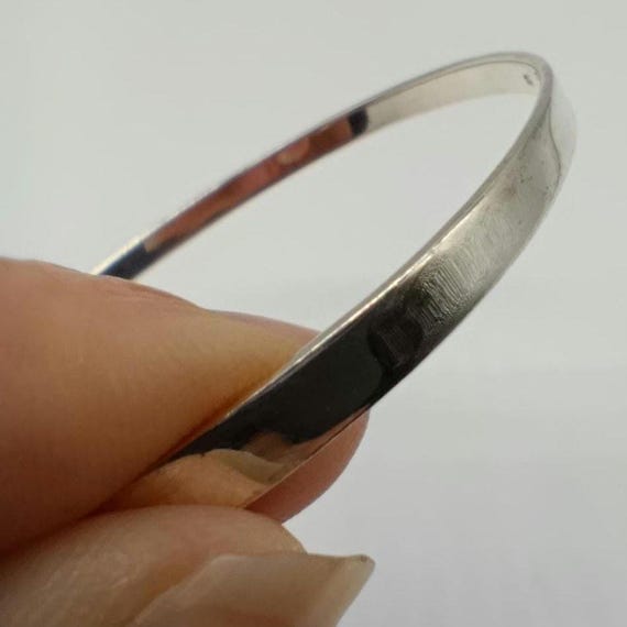 Plain Thin Silver Stacking Bangle - image 3