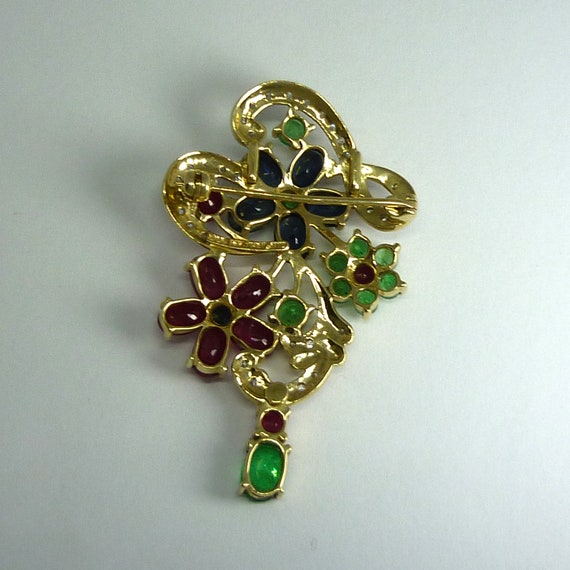 Ruby, Sapphire, Emerald & Diamond Brooch Pin, Est… - image 8