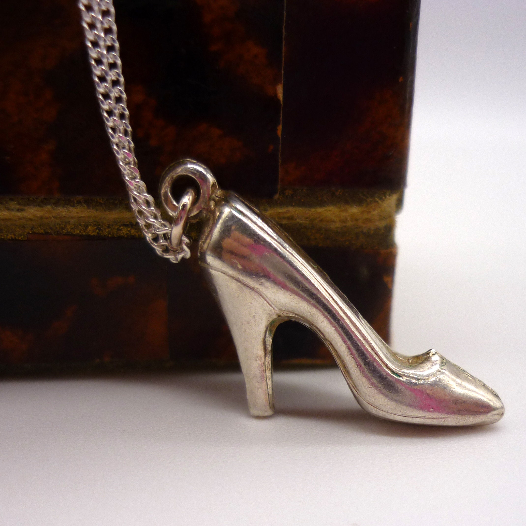 Silver High Heeled Shoe Charm Necklace Etsy