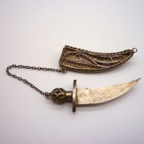 Egyptian Silver Dagger Brooch with Removable Fili… - image 7