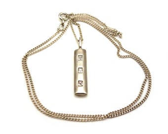 Vintage 925 Sterling Silber Bar Anhänger an Kette