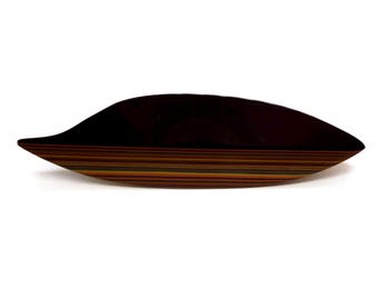 Vintage Japanische Geschichtet Lackierte Abstrakte Blatt Brosche, Modernist Style Iro Urushi Schmuck