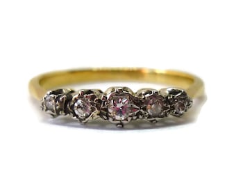 Five Stone Diamond Ring, Half Eternity Wedding Band Size 9