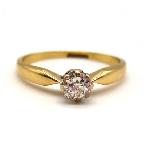 European Cut Diamond Solitaire Size 5.5