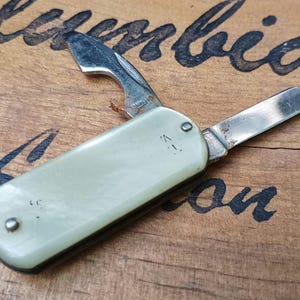 Vintage Mother of Pearl Sheffield Penknife, Keychain Pocket Knife, Multi Tool, Folding Blade, Bottle Opener, English Miniature Small