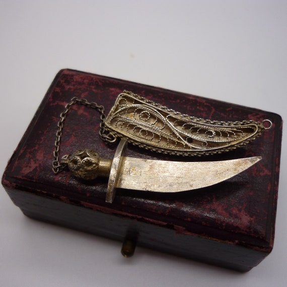 Egyptian Silver Dagger Brooch with Removable Fili… - image 6