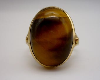 Vintage Gold Tiger's Eye Ring Size 5.75