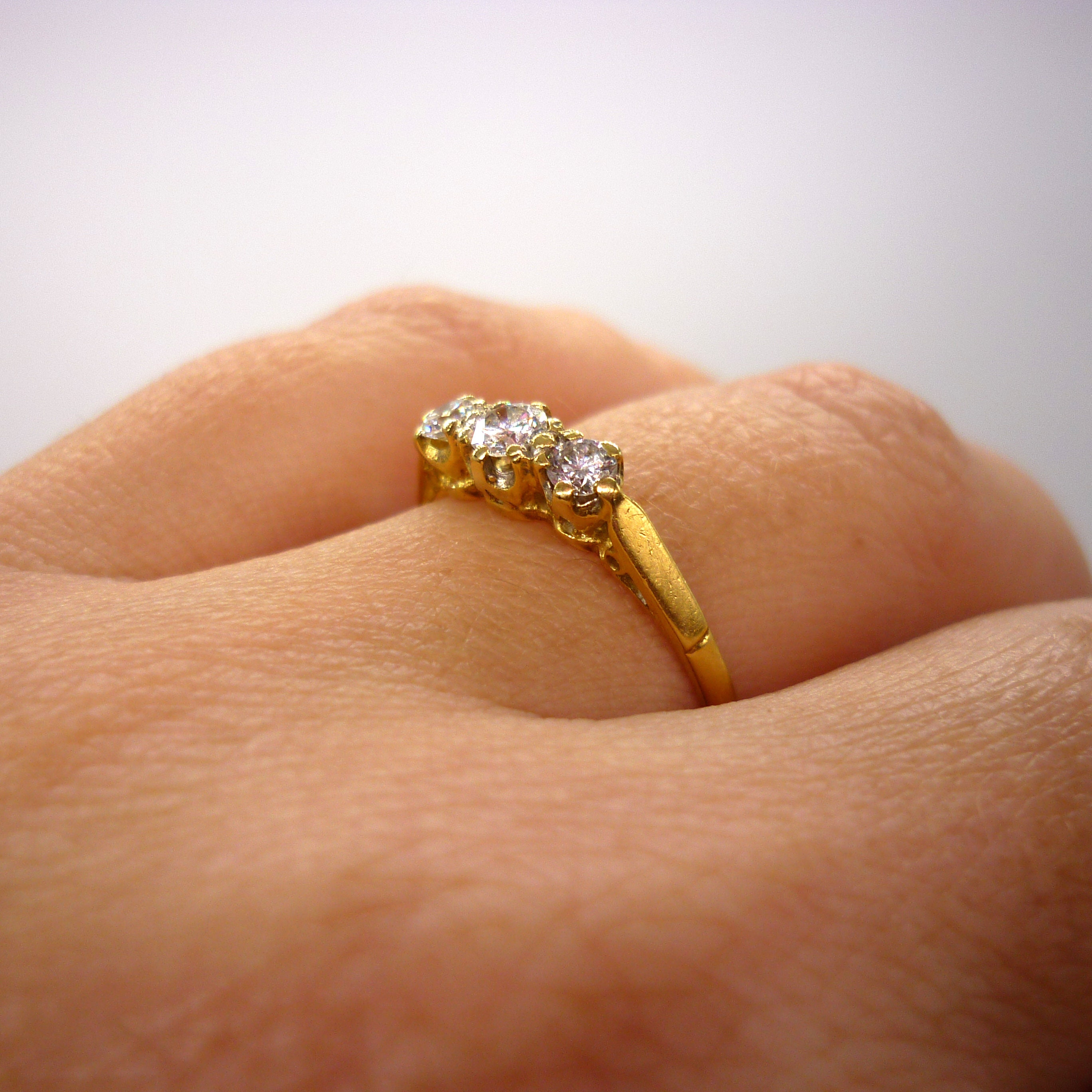 14 Karat Yellow Gold 3 Stone Diamond Ring - Charisma Jewelers
